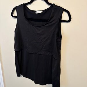 Kindred Bravely Black Asymmetrical nursing pumping Tank Top